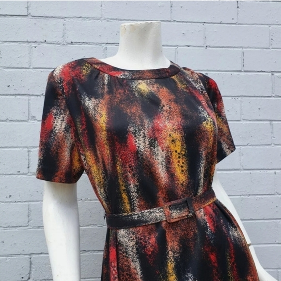 VTG 1980s Noble Frocks Sydney Matching 3 Piece Set Midi Dress Jacket Belt XXL 16 - Picture 5 of 10